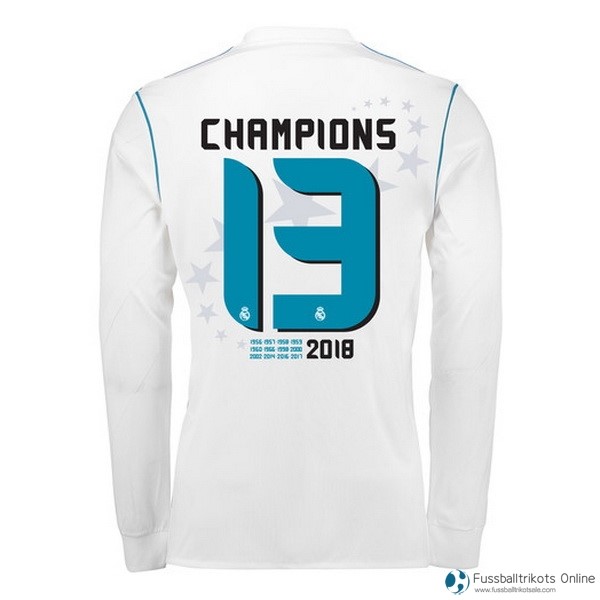 Real Madrid Trikot Champions 13 Heim ML 2017-18 Weiß Fussballtrikots Günstig